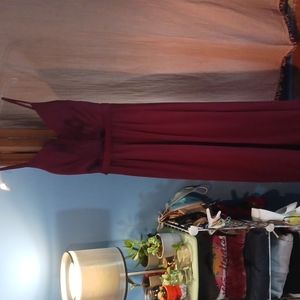 Vera Wang black tie maroon dress